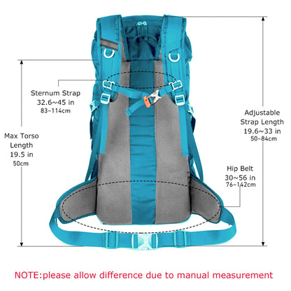 WESTTUNE 50L Hiking Backpack with Rain Cover Multifunctional