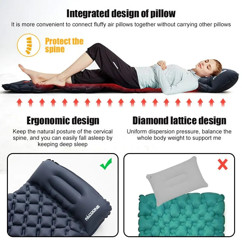 Camping Mat Camping Supplies Nature Hiking Inflatable Mat Portable Lightweight Camping Sleeping Mattress