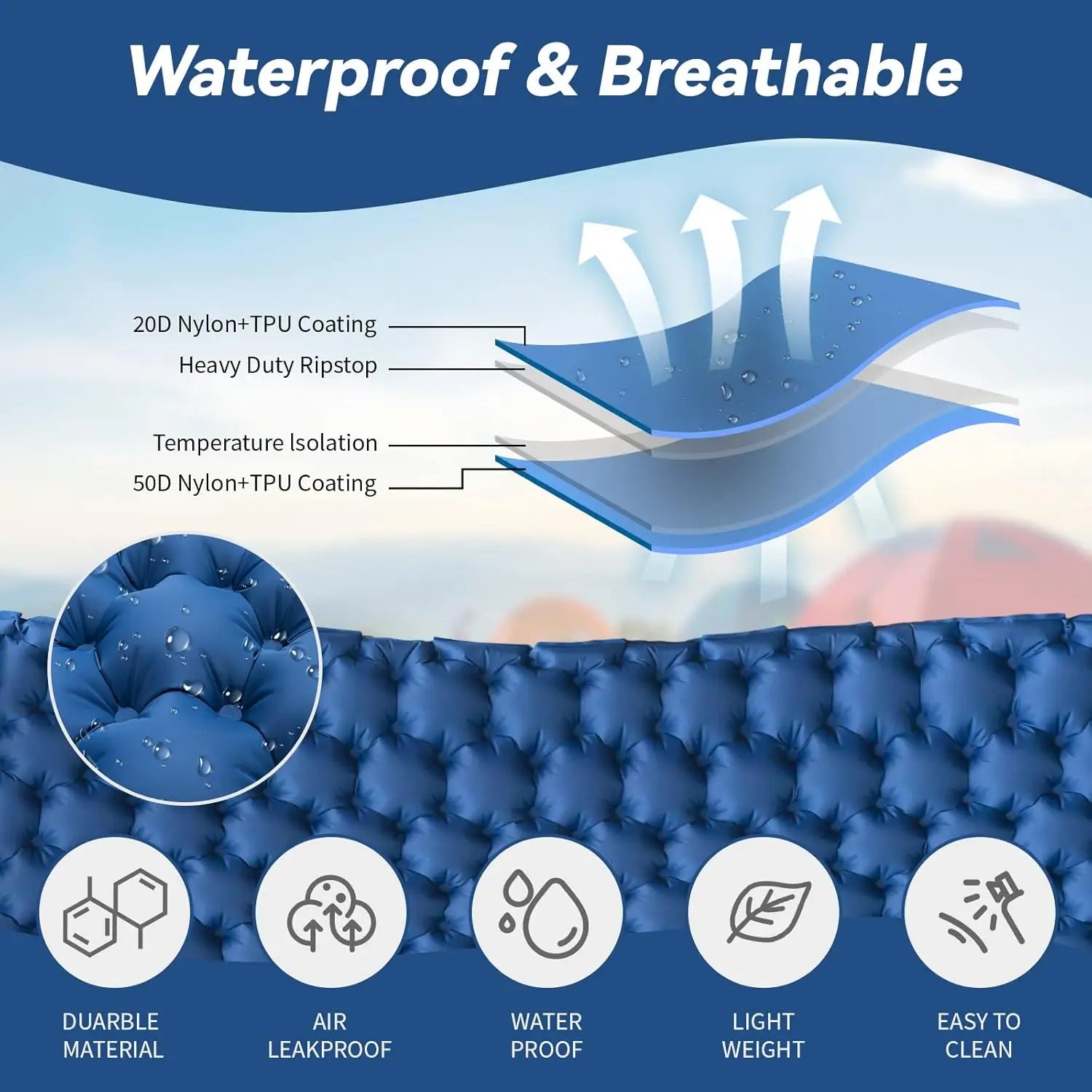 Double Sleeping Pad | Double Pillow Air Mattress | Wanderlustprogear