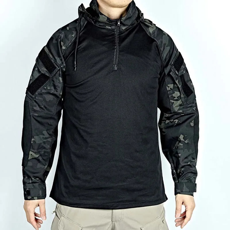 Outdoor Shirts Wear resistant T-Shirt Hooded Men Tactical Shirt Waterproof