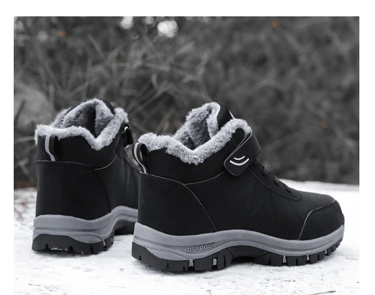 Women Boots Men Boots Winter Plush Leather Waterproof