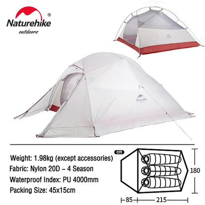 Naturehike Camping Tent Mongar 2 Persons Tent Cloud Up 1 2 3 Person Tent