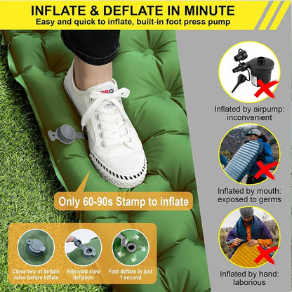 Couple Folding Air Matt with Camp Pillow Sleeping Inflatable Mattress