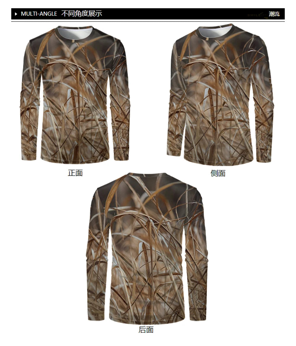 Forest Hunting Men Long Sleeve T-shirt Camouflage Tactical Training Sports T Shirt Camping Tee